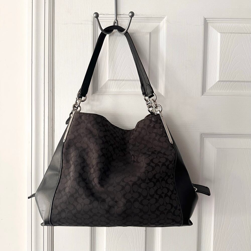 Coach Dalton Bag 31 Black Signature CC Canvas Jacquard Shoulder Bag 79686 - Picture 7 of 11